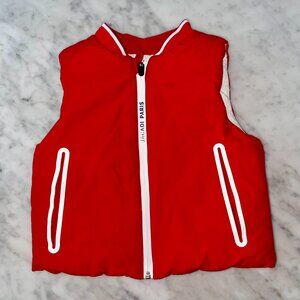 JACADI PARIS Toddler Sleeveless Puffer Vest Reversible Red and White 3T